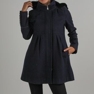 AUTHENTIC FUR Hooded Coat in Navy